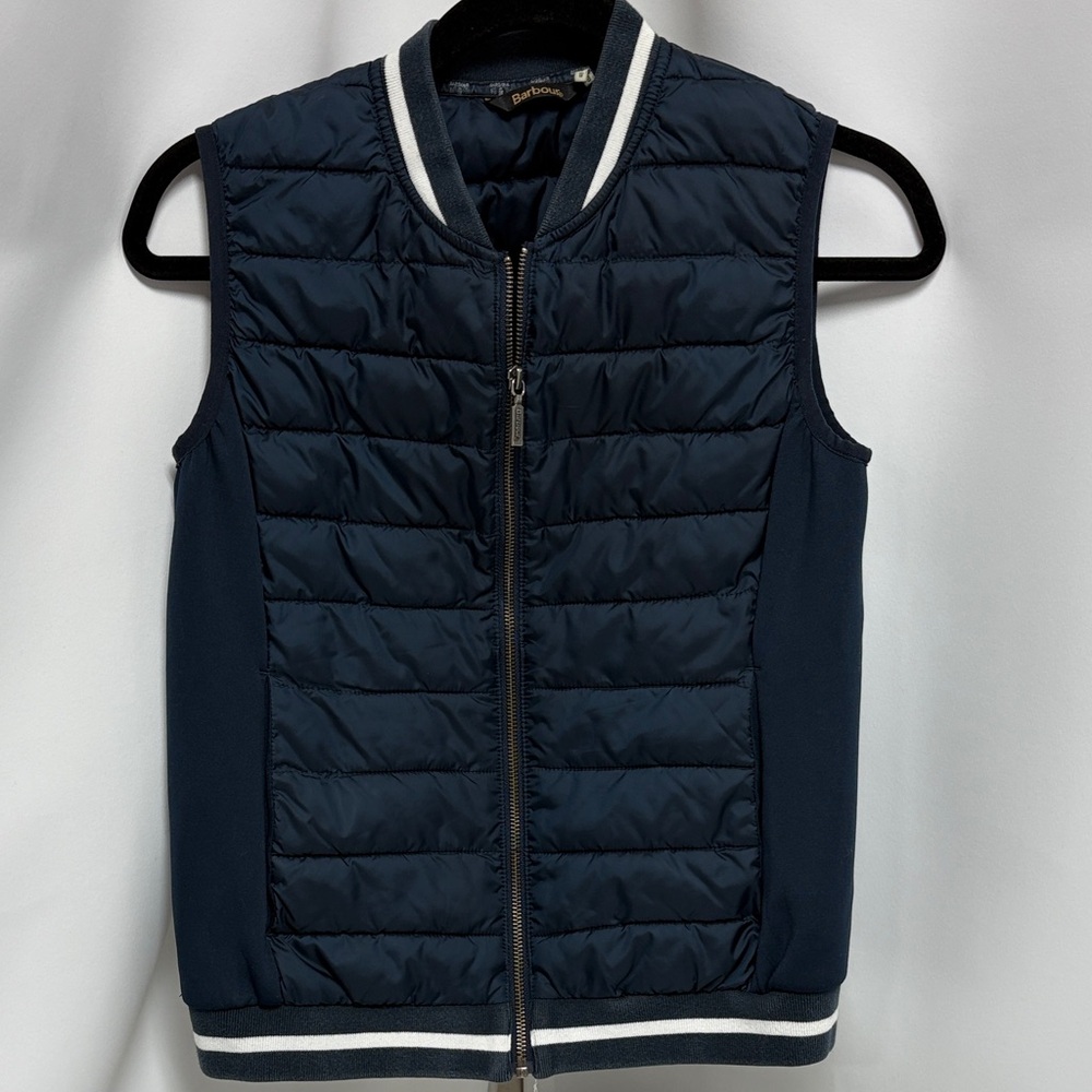 Barbour Quilted Puffer Vest Full Zip Bleachy Sweat Gilet Size 4